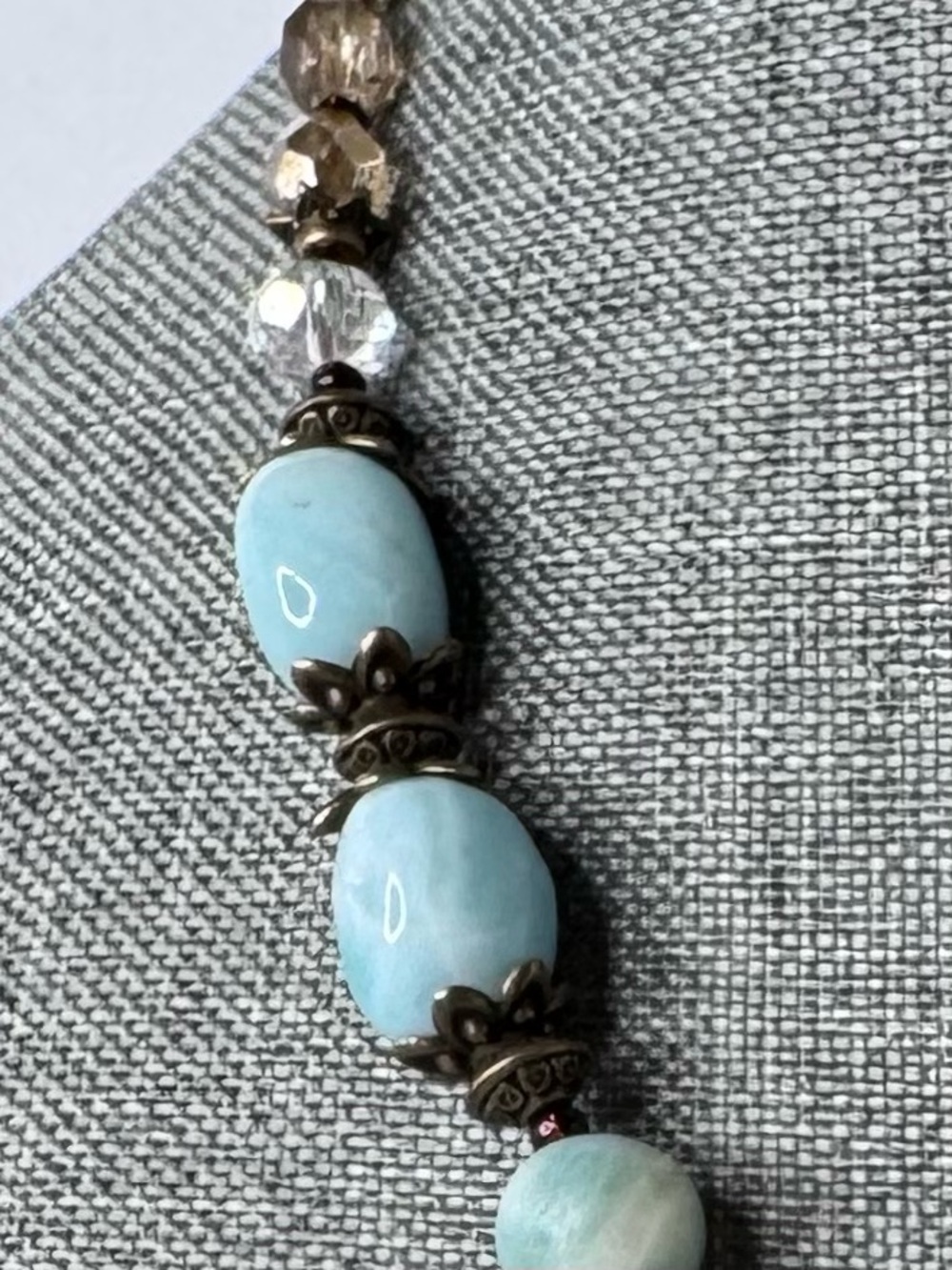 Boutique OOAK Amazonite, Crystal & Dragonfly Pendant Necklace 18”🌵 - Picture 9 of 13